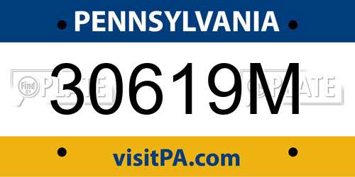 30619M Pennsylvania License Plate
