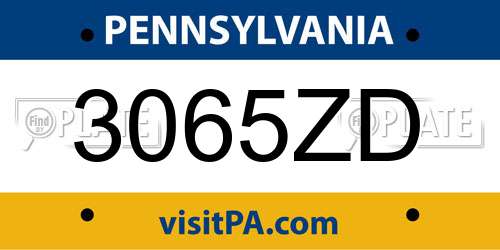 3065ZD Pennsylvania License Plate