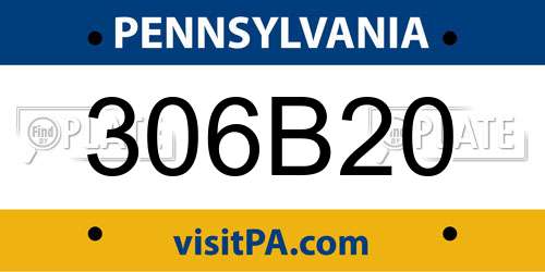 306B20 Pennsylvania License Plate
