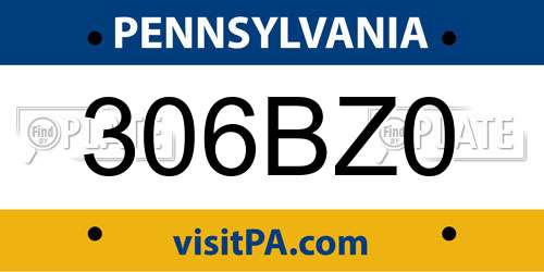 306BZ0 Pennsylvania License Plate