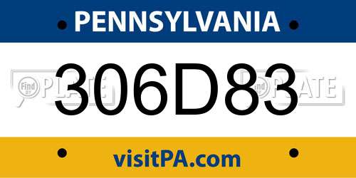 306D83 Pennsylvania License Plate