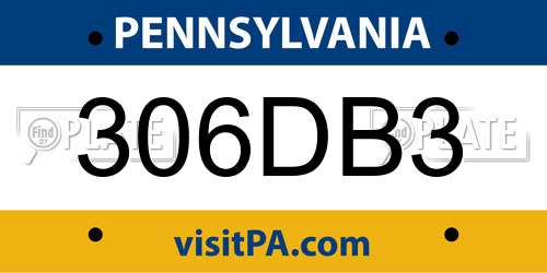 306DB3 Pennsylvania License Plate