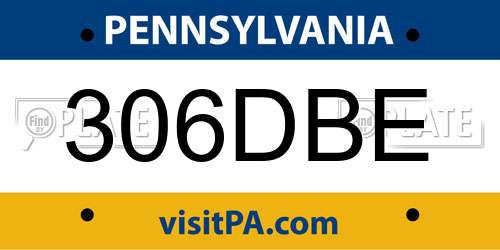 306DBE Pennsylvania License Plate