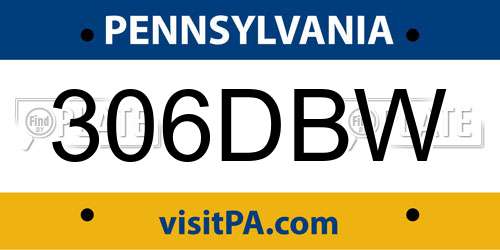 306DBW Pennsylvania License Plate