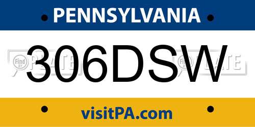 306DSW Pennsylvania License Plate