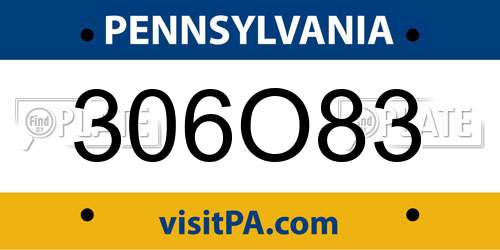 306O83 Pennsylvania License Plate