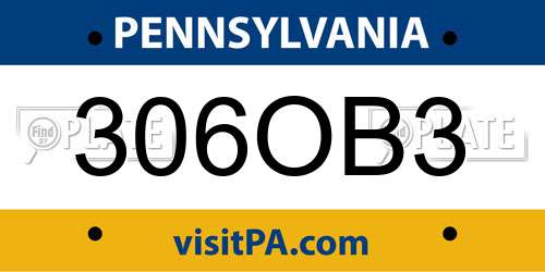 306OB3 Pennsylvania License Plate