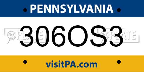 306OS3 Pennsylvania License Plate