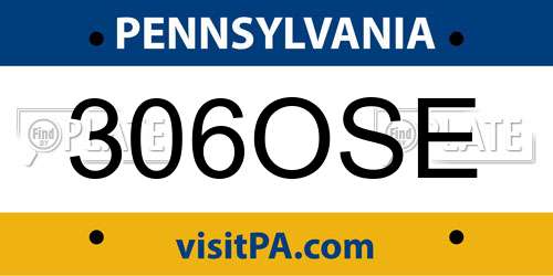 306OSE Pennsylvania License Plate