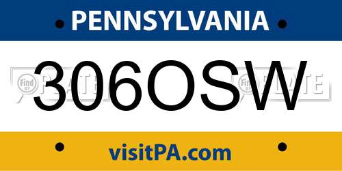306OSW Pennsylvania License Plate