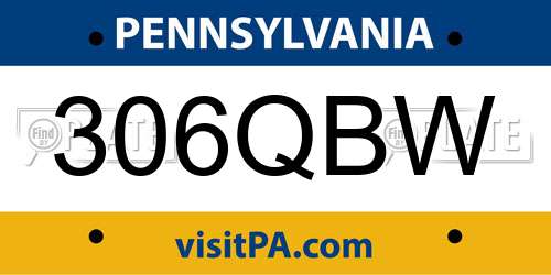 306QBW Pennsylvania License Plate