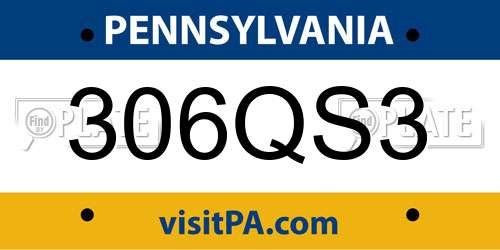 306QS3 Pennsylvania License Plate