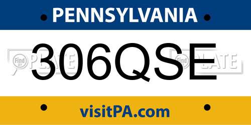 306QSE Pennsylvania License Plate