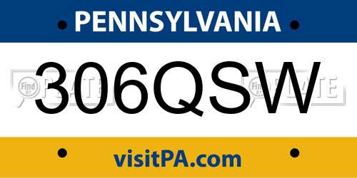 306QSW Pennsylvania License Plate