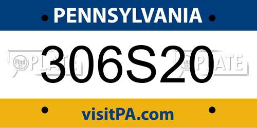 306S20 Pennsylvania License Plate