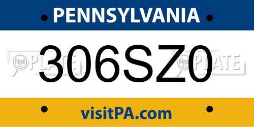 306SZ0 Pennsylvania License Plate