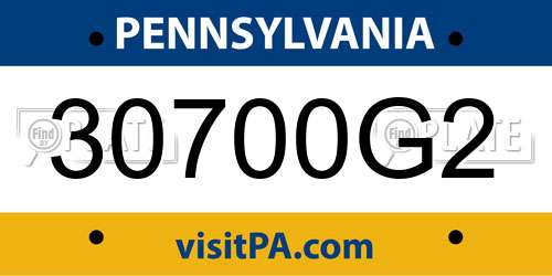 30700G2 Pennsylvania License Plate
