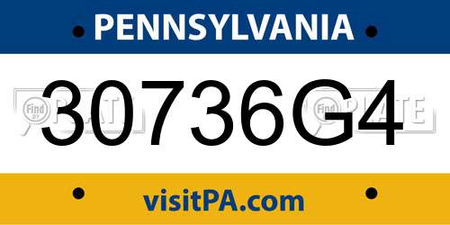 30736G4 Pennsylvania License Plate