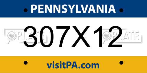 307X12 Pennsylvania License Plate