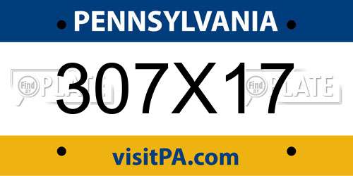 307X17 Pennsylvania License Plate