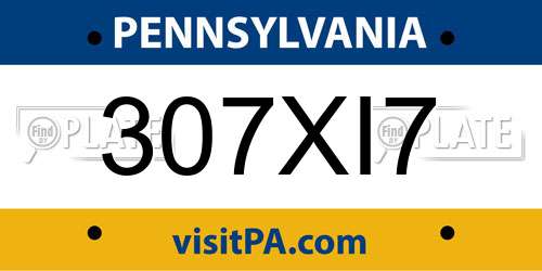 307XI7 Pennsylvania License Plate