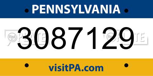3087129 Pennsylvania License Plate