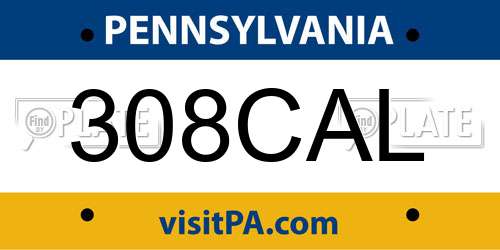 308CAL Pennsylvania License Plate