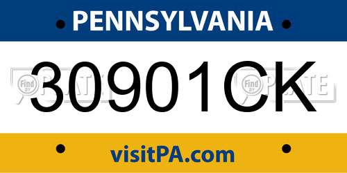 30901CK Pennsylvania License Plate