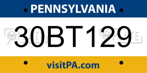 30BT129 Pennsylvania License Plate