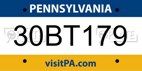 30BT179 Pennsylvania License Plate