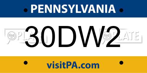 30DW2 Pennsylvania License Plate