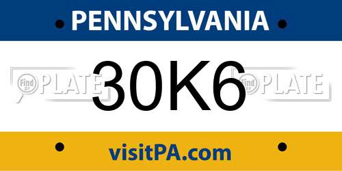 30K6 Pennsylvania License Plate
