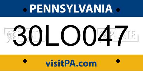 30LO047 Pennsylvania License Plate