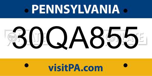 30QA855 Pennsylvania License Plate