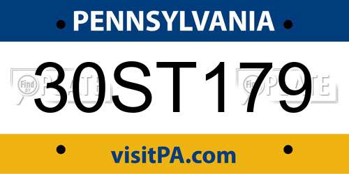 30ST179 Pennsylvania License Plate