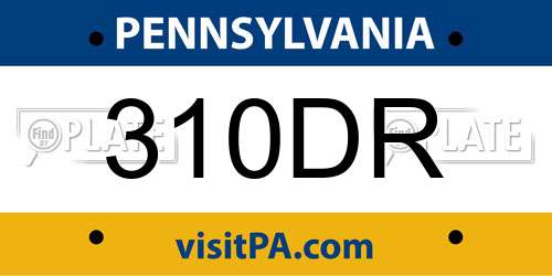 310DR Pennsylvania License Plate