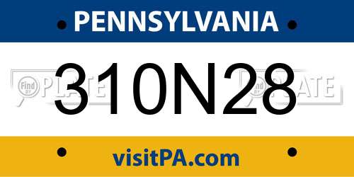 310N28 Pennsylvania License Plate