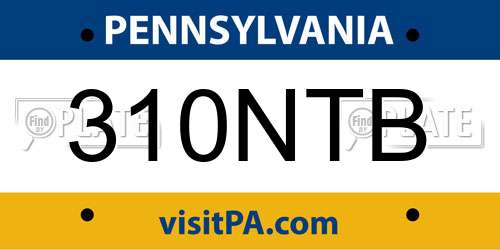 310NTB Pennsylvania License Plate