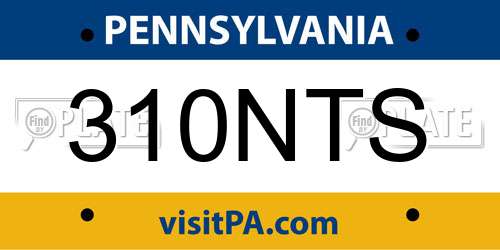 310NTS Pennsylvania License Plate