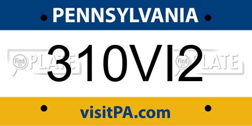 310VI2 Pennsylvania License Plate