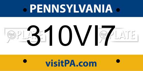 310VI7 Pennsylvania License Plate