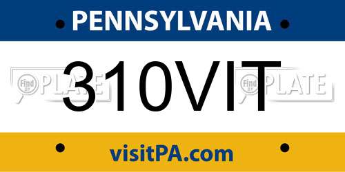 310VIT Pennsylvania License Plate