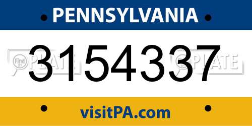 3154337 Pennsylvania License Plate
