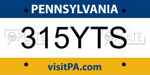 315YTS Pennsylvania License Plate