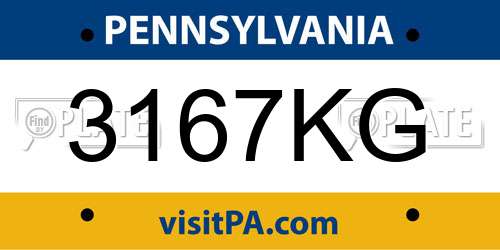 3167KG Pennsylvania License Plate