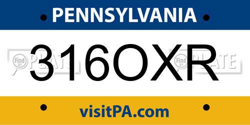 316OXR Pennsylvania License Plate