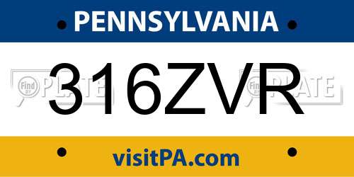 316ZVR Pennsylvania License Plate