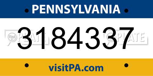 3184337 Pennsylvania License Plate