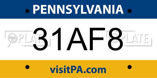 31AF8 Pennsylvania License Plate