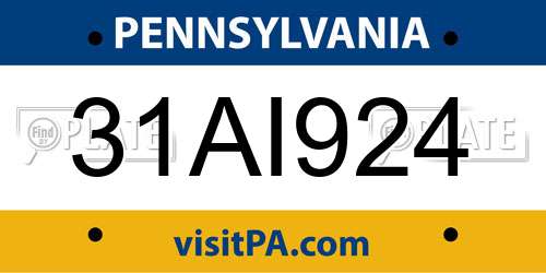 31AI924 Pennsylvania License Plate